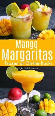mango margaritas with fresh fruit on the side