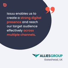 🌟 New Customer Story 🌟 Discover how Allies Group uses Issuu to elevate their content marketing strategy and boost their clients' online presence with impactful digital content! Content Marketing, Online Presence, Content Marketing Strategy, Customer Stories, Marketing Strategy, Marketing Services, Business Planning
