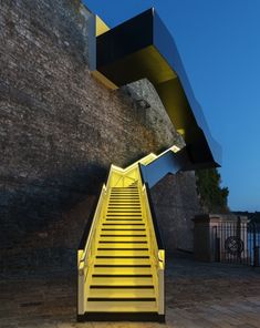 the stairs are yellow and black in color