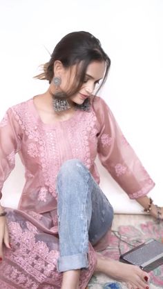 Fashion, Long Hair Styles, Pink Kurti, Latest Fashion, Style, Casual Fits, Lazy Girl, Accessories Necklace, Mens Bracelet