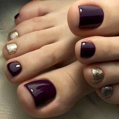 Gold Toe Nails, Fall Toe Nails, Pedicure Designs Toenails, Colorful Nail, Fall Nail Art Designs