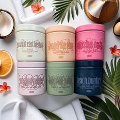 Coastal Collection Candle Set Lip Gloss, Hibiscus, Packaging, Clean Candle, Honeydew Melon, Sandalwood