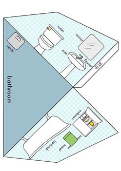 a bathroom floor plan with the toilet, sink and shower area separated from each other