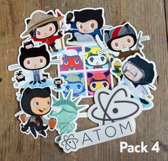 the stickers are all in different shapes and sizes, including one with an image of people