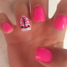 summer nails anchor Cute Nail Art, Cute Nail Designs, Uñas, Nailart, Pretty Nails, Love Nails, Uñas Decoradas
