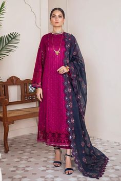 Baroque Embroidered Winter Linen Collections 2022 BQ-2623 Online Shopping, Lady, Pink, Pakistani Salwar Kameez