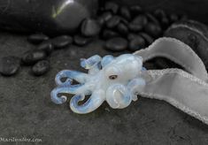 The Tiny Secret White Kracken Collectible Wearable Boro Glass Jewellery, Octopus, Brooch, Kracken, Octopus Necklace, Jewelry, Unique Jewelry