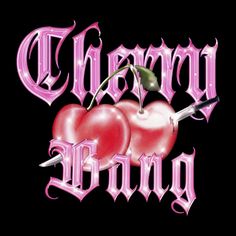 two cherries with the words happy valentine written in cursive writing on them