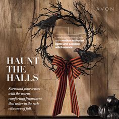 Halloween Wreath: Haunt the halls and give your guests a scare from the moment they arrive with motion-activated lights and cackling witch sounds. #halloween #wreaths #halloweendecor #halloweenhomedecor http://go.youravon.com/35ht9g Happy Halloween, Halloween, Halloween Decorations, Halloween Items, Halloween Home Decor, Halloween Wreath, Spooky Wreath, Spooky, Fun Decor