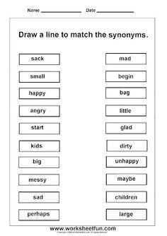 worksheet with words and pictures to help students learn how to use the word pairs