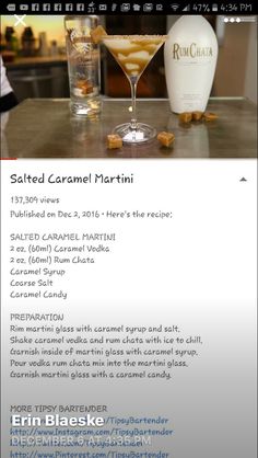 the menu for salted caramel martini