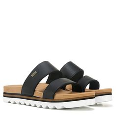 Comfort you can slide right into Women's Reef Banded Horizon Hi Slide Sandal. Faux-leather upper in a slide sandal style with an open toe. Slip-on entry. Dual-band upper. Soft lining with cushioned contoured footbed. Flexible traction outsole. Peep Toe, Sandals, Flats, Outfits, Slide Sandals, Black Sandals, Womens Sandals, Sandal Fashion, Walking Sandals
