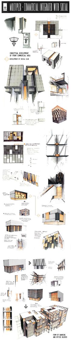 an architectural drawing shows the different types of buildings and how they are used to build them