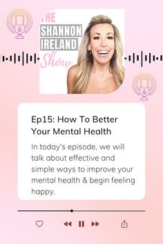 how to better your mental health Shannon Ireland, Self Improvement Quotes, Books For Self Improvement, Today Episode, Feeling Stuck, Feeling Down, How To Manifest, Change My Life