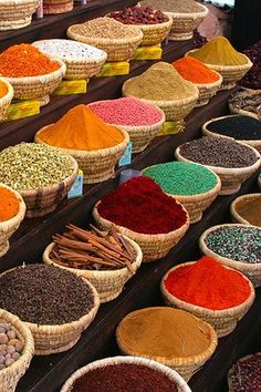 Market. #Morocco is the setting of Garment of Shadows, a Mary Russell and #SherlockHolmes #mystery by Laurie R. King. Herbs, Inspiration, Indian Spices, Aromas
