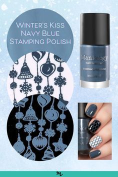 Warm your heart with Winter's Kiss (B314) stamping polish. This chilly navy blue comes with a lush cream finish for gorgeous opaque details. Stamp over your favorite base color or paint over the entire nail for flawless full coverage. Polish, Navy, Trendy Colors, Base Colour, Color, Opaque, Winters, Navy Blue