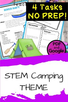 Are you looking to include STEM and  STEAM challenges into your classroom but have limited time and resources?  Suitable for home and distance learning. This Camping Themed bundle includes  4 different STEM tasks, using only basic classroom supplies. #STEM #STEAM #printandgo  #stemchallenge  #stemtasks  #distancelearning