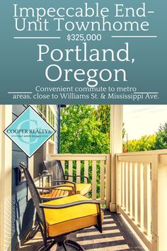 End-unit Townhome in Portland, 2 bedrooms, 2.1 baths, very convenient commutes to all parts of the Portland area. $325,000; MLS Number: 15570071 Residential