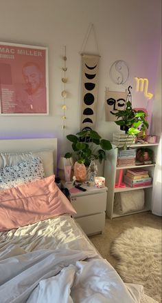Interior, Redecorate Bedroom, Shelves Over Bed, Artist Bedroom Aesthetic