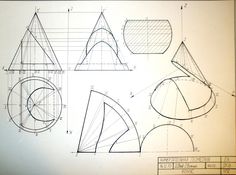 a drawing of various shapes and sizes on a piece of paper