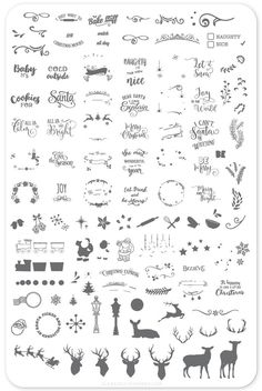 a large collection of christmas and new year's evel stickers on a white background
