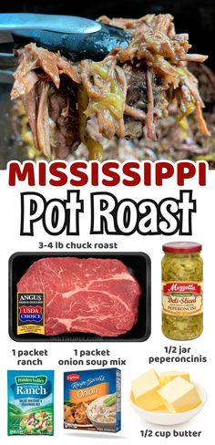 Slow Cooker Mississippi Pot Roast, Crockpot Pot Roast, Pot Roast Crock Pot Recipes, Mississippi Roast Crock Pot, Slow Cooker Pot Roast, Roast Crockpot Recipes