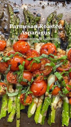 roasted asparagus with tomatoes and balsami