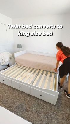 Guest bed Daybed With Trundle, Daybed With Storage, Daybed Room Ideas Spare Bedrooms, Beds For Small Spaces, Daybed Guest Room, Beds For Small Rooms, Diy Day Bed With Trundle, Spare Bedroom Ideas Multi Purpose, Sofa Bed For Small Spaces