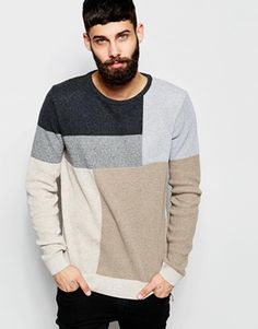 River Island Colour Block Knitted Jumper Clothes, Shirt Designs, Men's Knit, Mens Sweatshirts, Knitwear Men, Jumpers And Cardigans