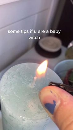 someone holding a lighter in their hand with the caption, some tips if u are a baby witch