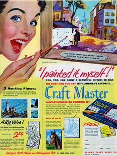 Vintage Paint by Numbers Displays - Kelly Elko Vintage, Vintage Ads, Design, Retro, Paint By Number, Paint Set, Paint By Number Kits, Vintage Memory, Oil Paint Set