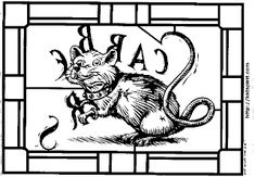 a black and white drawing of a rat with the word car on it