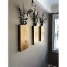 Large Wood Wall Pocket in Stained Finish Wood Hanging Vase for Greenery Eucalyptus or Dried Flowers Diy Home Décor, Home Decor Styles, Wall Décor, Hanging Hardware, Wall Pockets, Wood Wall