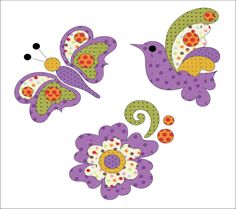 Looking for your next project? You're going to love Applique Add On - Bird Butterfly, Flower by designer urbanelementz. Butterfly Quilt, Flower Applique Patterns, Flower Applique