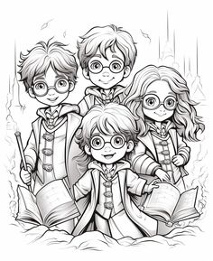 the harry potters coloring page for adults and children to color with their own characters