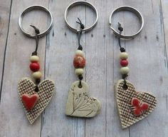 Ceramic Heart Keychain clay heart pottery heart by potteryhearts Basteln Mit Kindern, Basteln, Kunst, Handmade Heart, Handmade, Ceramic Jewelry