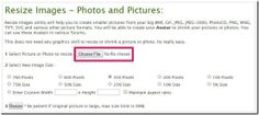 the resize image options page for photos and pictures is highlighted in the red box