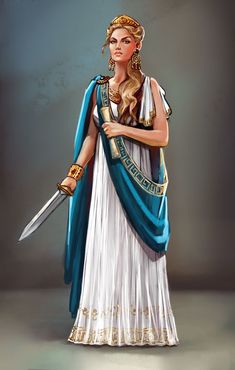 Game Master, Fantasy Costumes, Historical Clothing, Female Human, Fantasy Queen, Mythology Costumes, Ancient Greek Clothing, Mythology Art