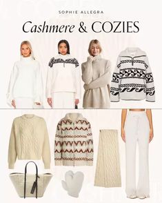 Cashmere and cozies 🤍 I'm sharing some of my favorite winter outfit staples- from cozy knit sweaters and cashmere sweaters to sherpa jackets and winter accessories. All of these pieces will help you to create a cozy winter style. Tap to shop! Winter, Winter Outfits, Winter Fashion, Jumpers, Cashmere Sweaters, Cozy Winter Fashion, Sweaters, Winter Accessories