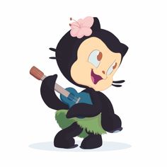 a cartoon character holding a brush and wearing a costume