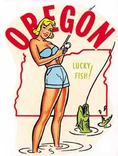 a woman in blue bathing suit holding a fishing pole with a green fish on it