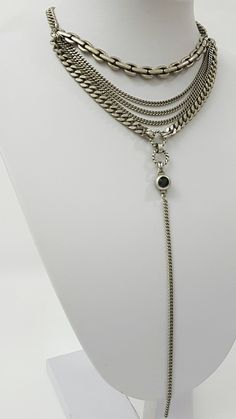 "♦ A beautiful layer choker necklace, made of silver-plated brass in Very high quality, The necklace is full of presence and chic style. If you like presence, I'm sure that if this chain, no one will miss you. SIZE Length: 11.8\"(30 cm) 13.8\" (35cm) 15.8\"(40cm) The size refers to the first chain drop chain: 6\"( 15cm) ♦ This piece of jewelry is perfect as a gift for yourself, for the wedding day, Valentine's day or a birthday. If you're interested in sending a gift to a third party, just write Boho, Bijoux, Multi Strand Necklace, Silver Necklaces, Silver Chain Necklace, Lariat Necklace, Chunky Silver Necklace, Layered Chain Necklace, Long Silver Necklace