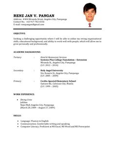 a professional resume with no work experience is shown in this image, it shows the profile and