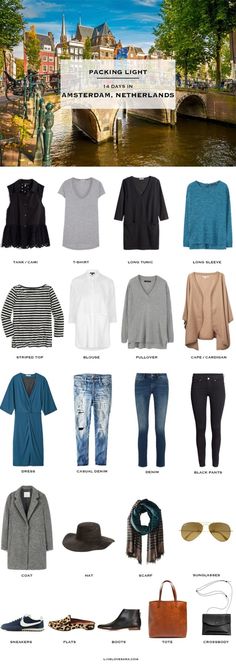 What to pack for Amsterdam Netherlands Packing Light List Fall #travellight #packinglight #traveltips #travel Outfits, Capsule Wardrobe, Casual, Amsterdam, Travel Style, Travel Capsule, Travel Capsule Wardrobe