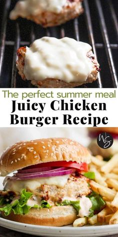 the perfect summer meal juicy chicken burger recipe is ready to be eaten on the grill