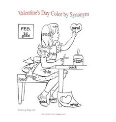 Valentine's Day Color by Synonym or Opposite   Pinned by SOS Inc. Resources.  Follow all our boards at http://pinterest.com/sostherapy  for therapy resources. Valentine's Day, Teaching, Teachers, Free Speech, Valentine Theme