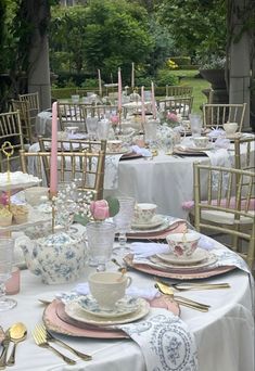 a table set up for a tea party