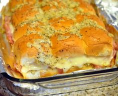 a casserole dish with meat and cheese in it