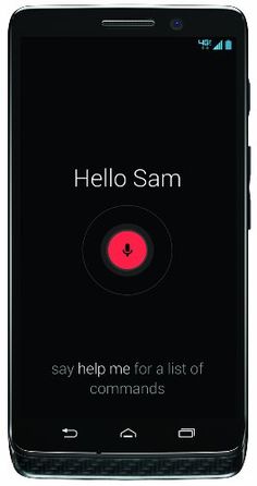 an image of a cell phone with the text hello sam on it's screen