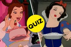 disney princesses are eating and talking to each other with the words quiz in front of them